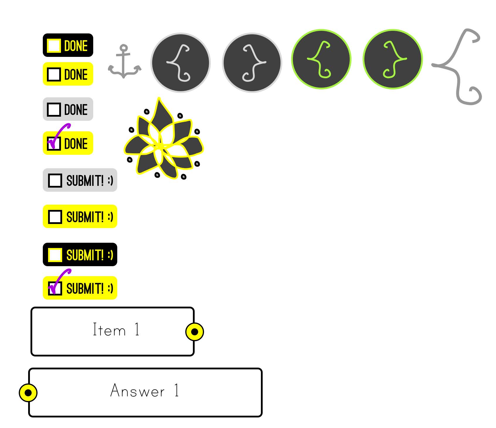 Lessons page assets, designed in SketchApp.